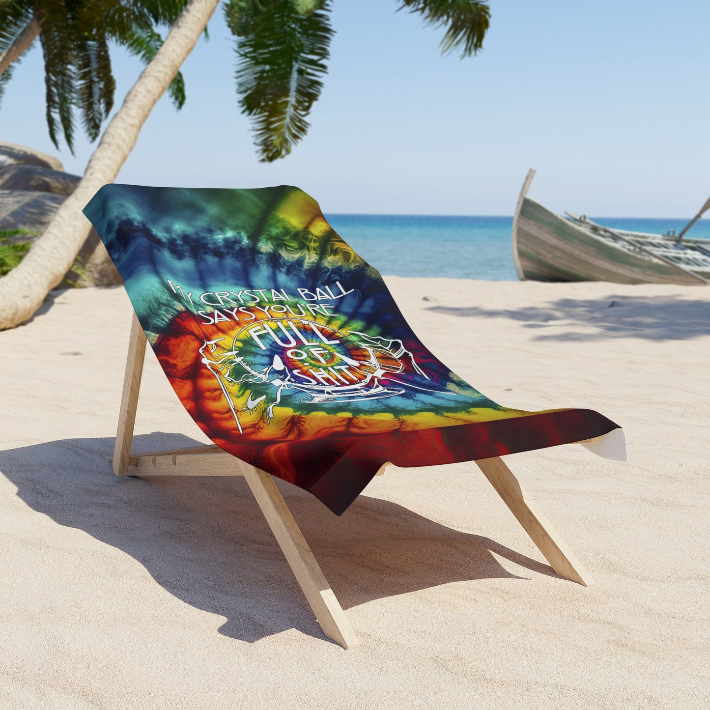 Colorful Tie-Dye Beach Towel with Crystal Ball Design