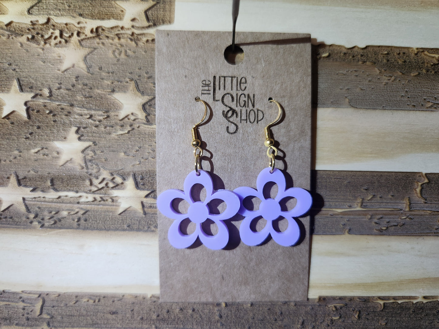 Purple Acrylic Flower Earrings