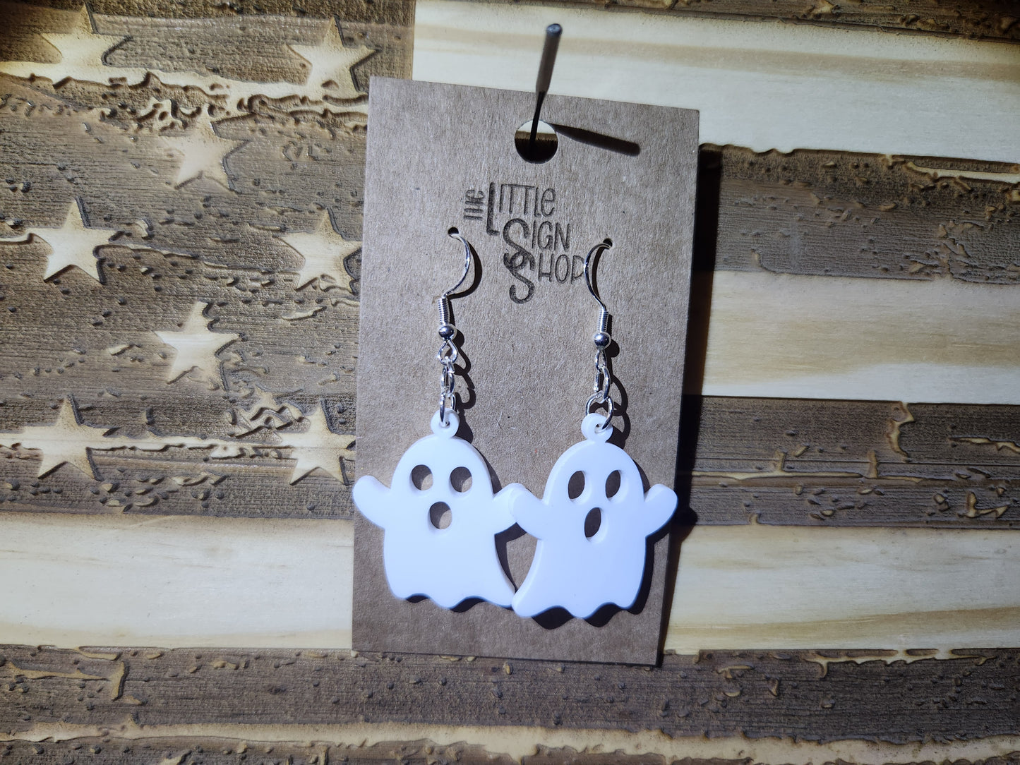 Halloween White Ghost Acrylic Earrings