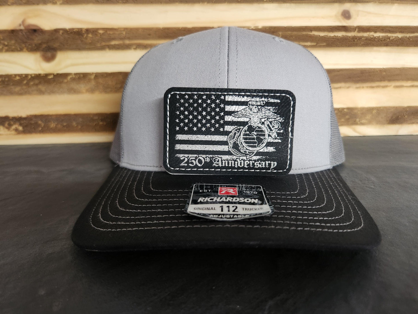250th Anniversary Marines Trucker Hat w/ Black Leather Patch