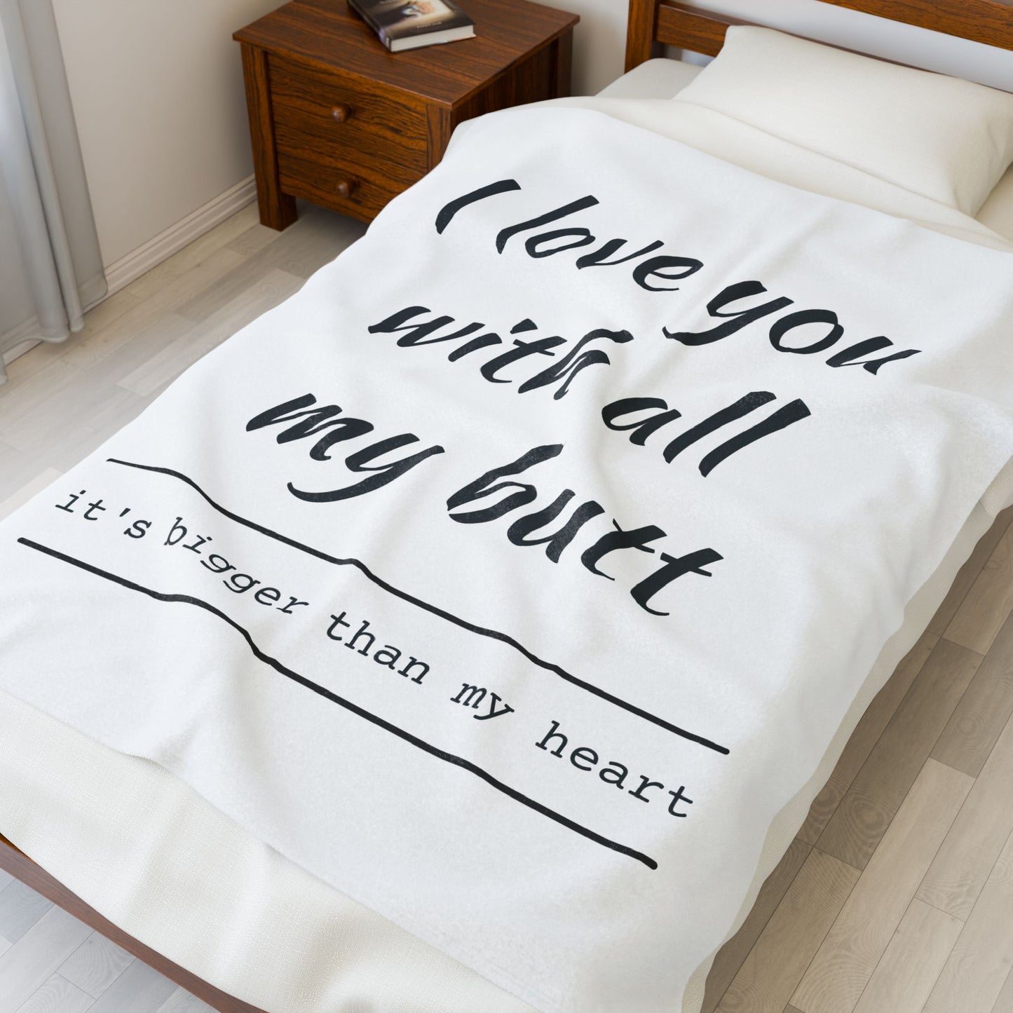 Plush Blanket - I Love You with All My Butt Cozy Snuggle Blanket
