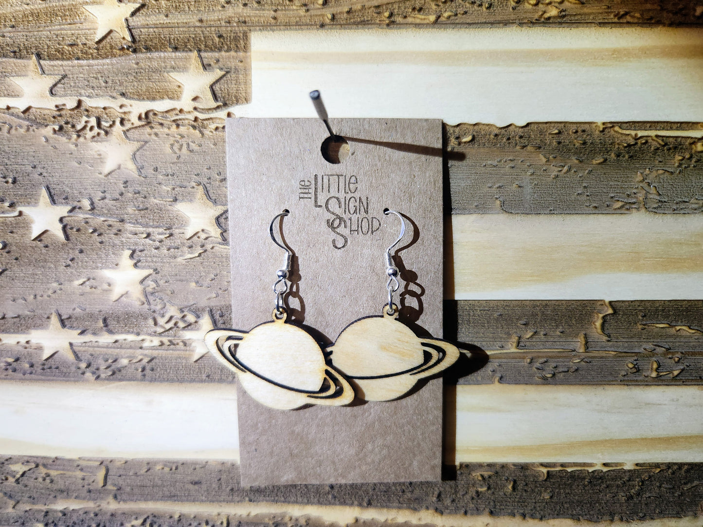 Planet Wood Laser Cut Lightweight Earrings