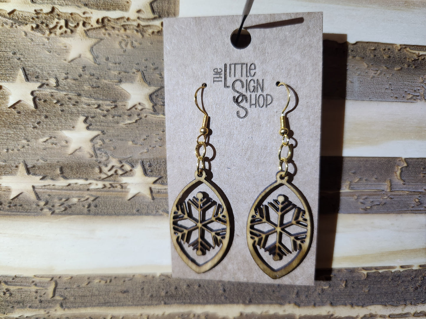 Snowflake Wood Lightweight Earrings