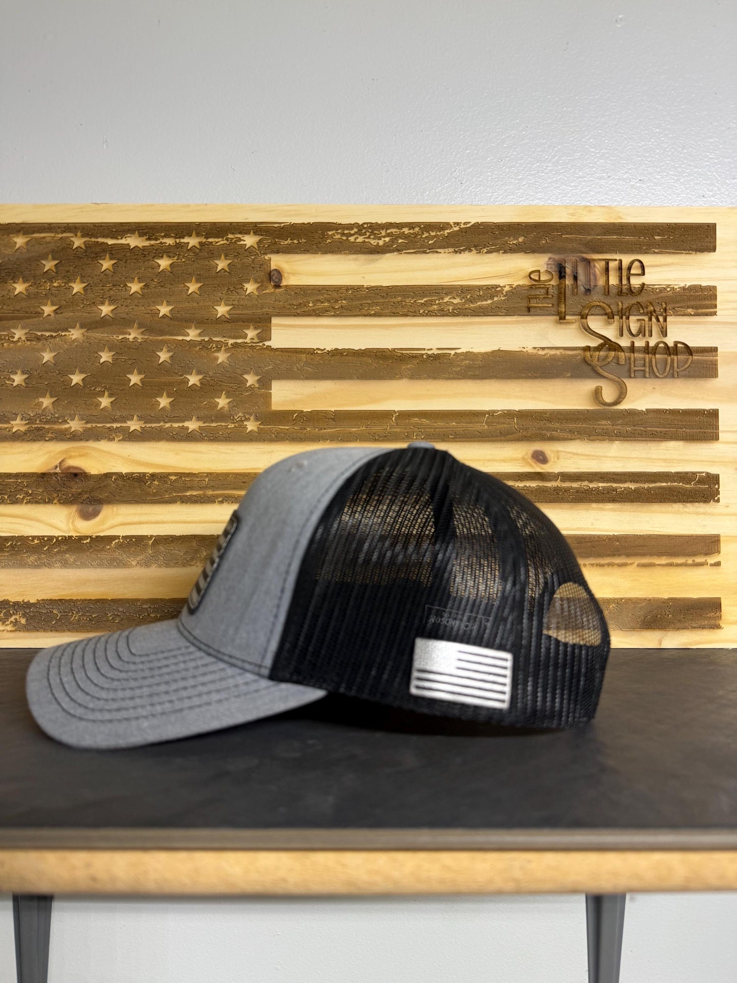 Statue of Liberty Skull Patch Hat: American Flag Trucker Snapback