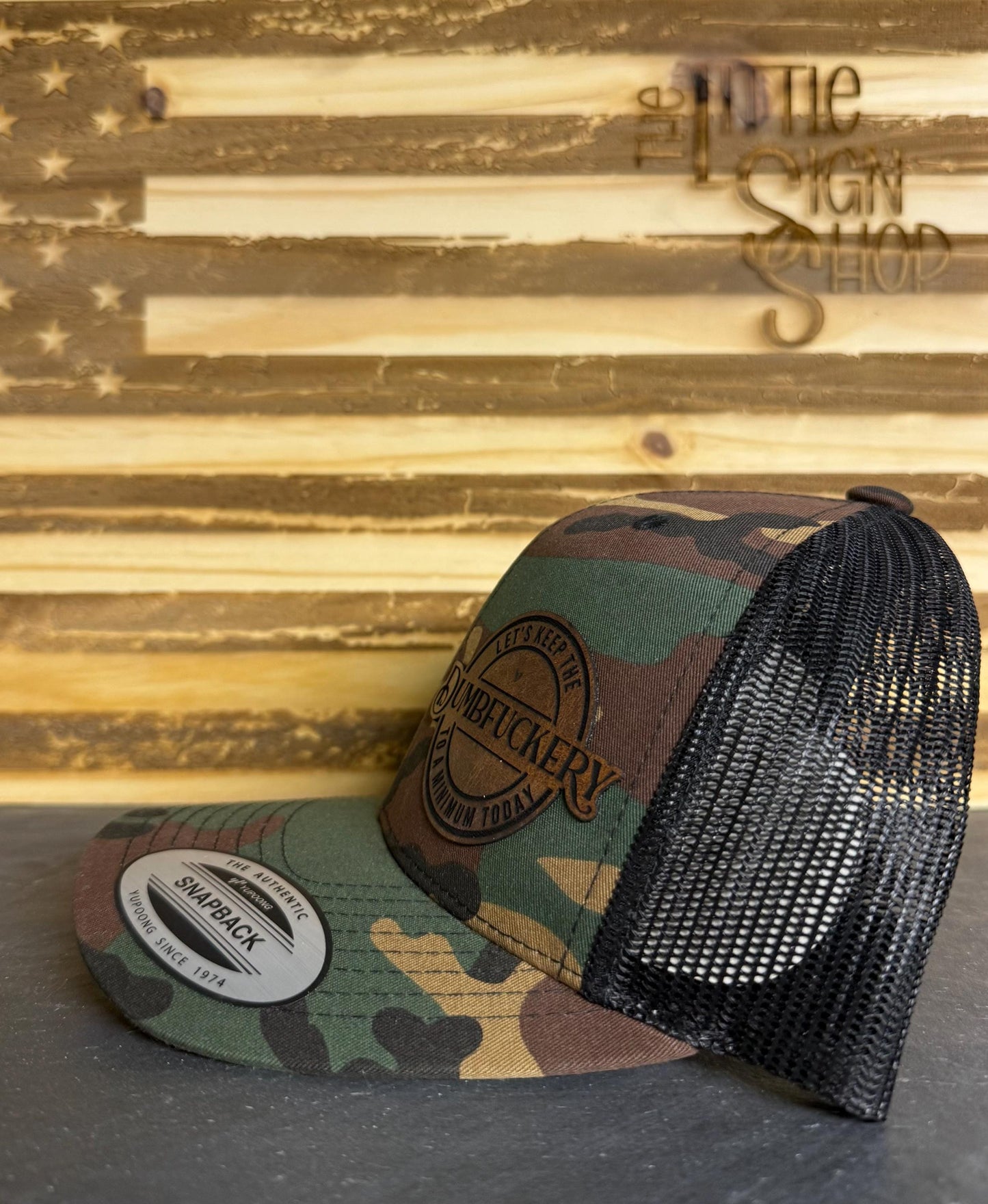 Let's Keep The Dumbfuckery To A Minimum Today Camo Unisex Trucker Hat Adjustable Snap Back