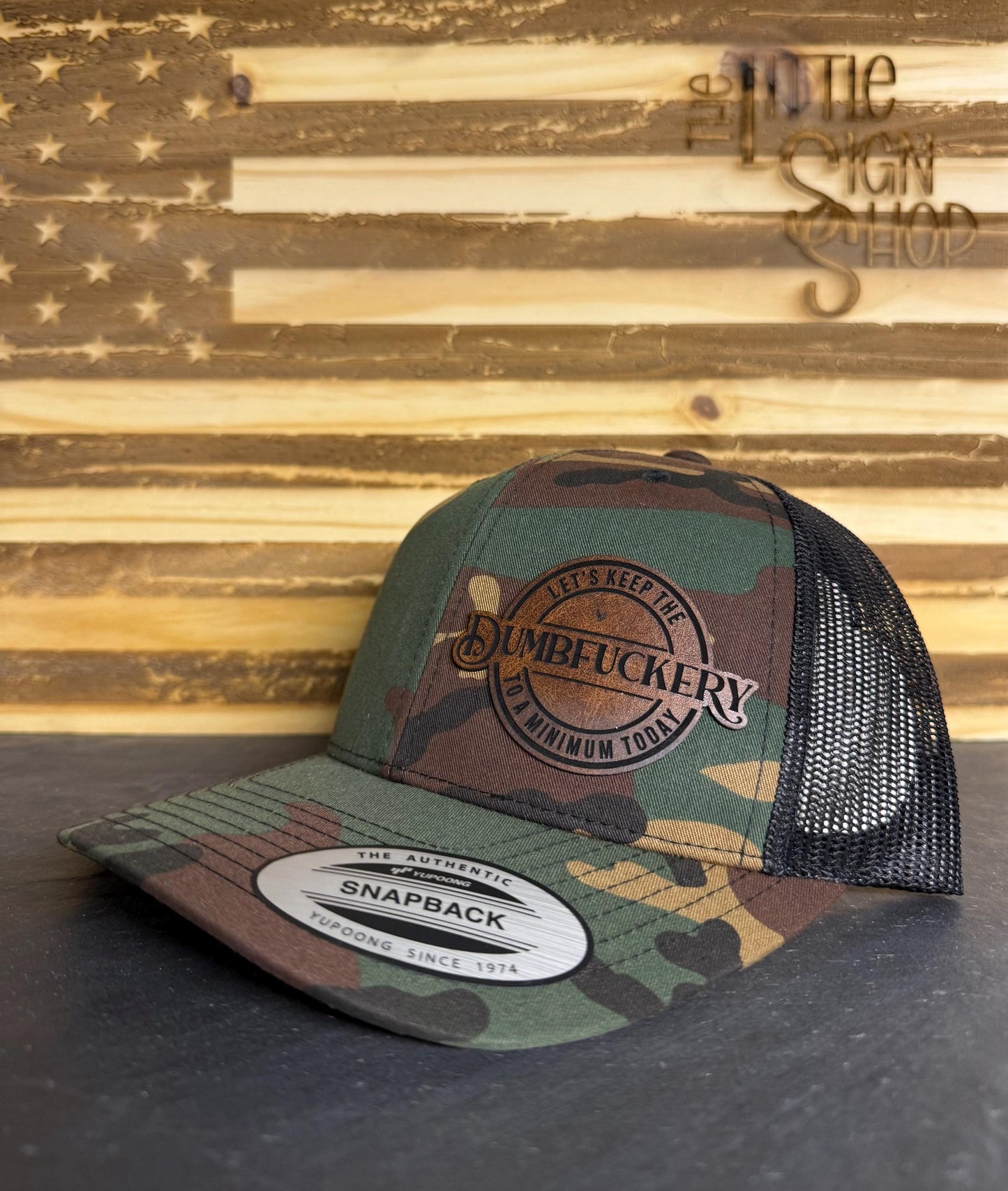 Let's Keep The Dumbfuckery To A Minimum Today Camo Unisex Trucker Hat Adjustable Snap Back