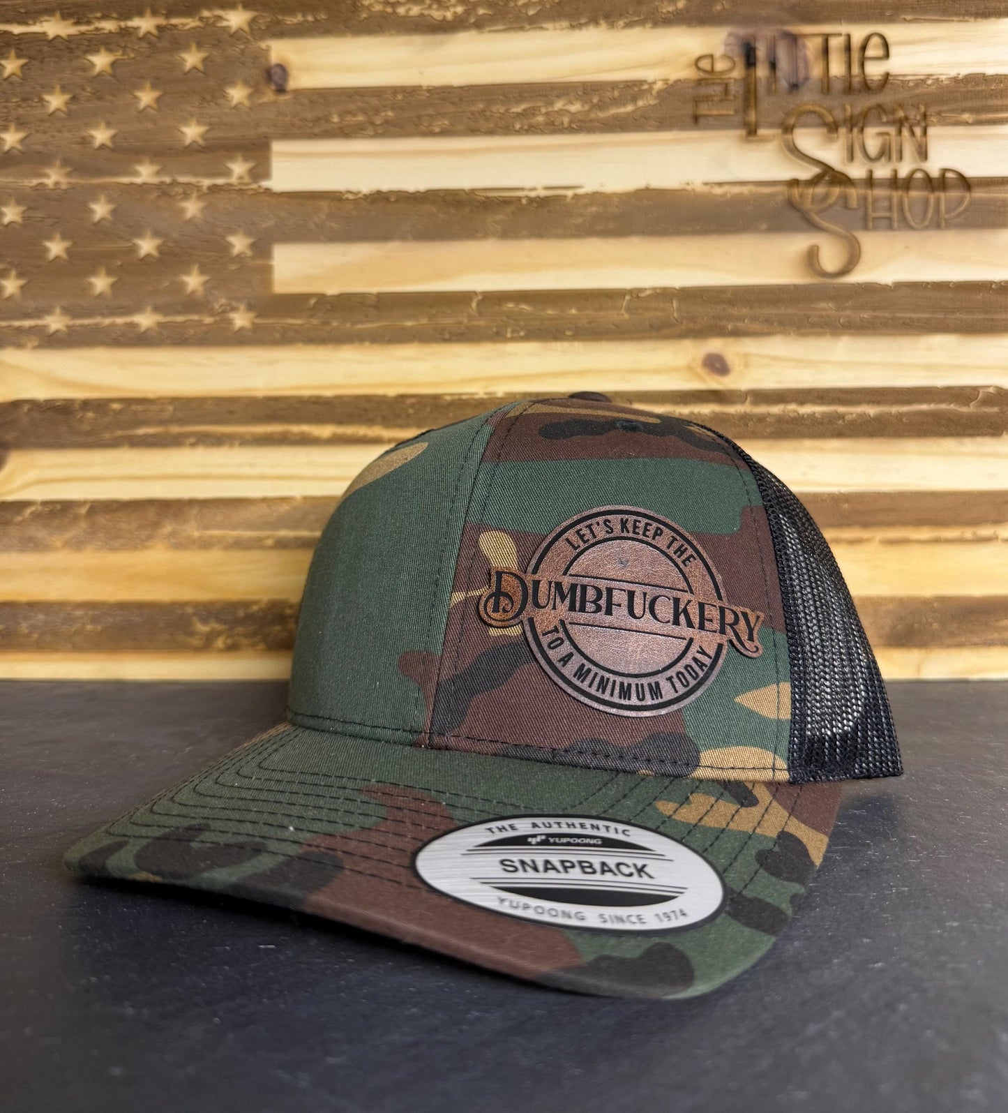 Let's Keep The Dumbfuckery To A Minimum Today Camo Unisex Trucker Hat Adjustable Snap Back