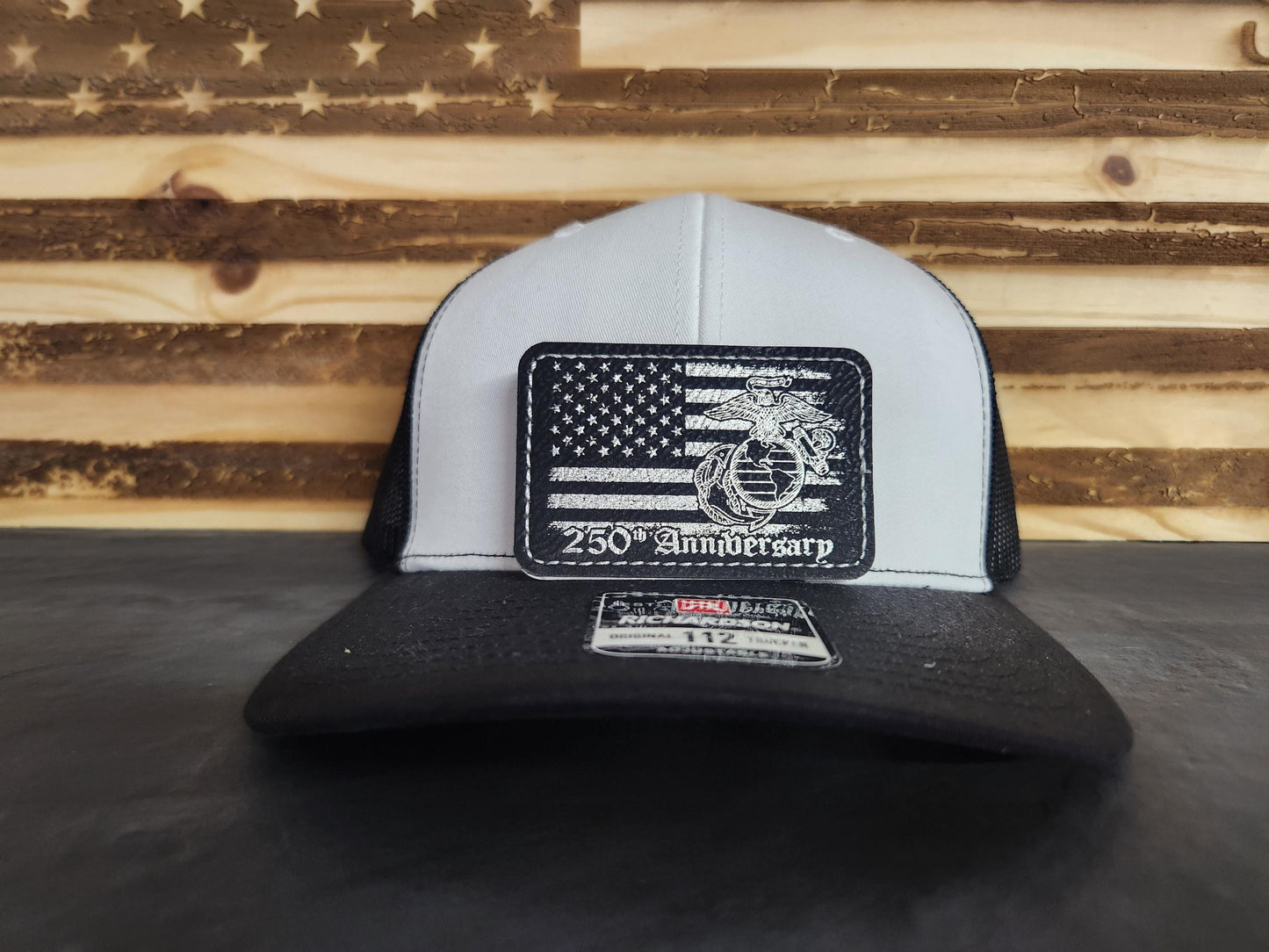 250th Anniversary Marines Trucker Hat w/ Black Leather Patch