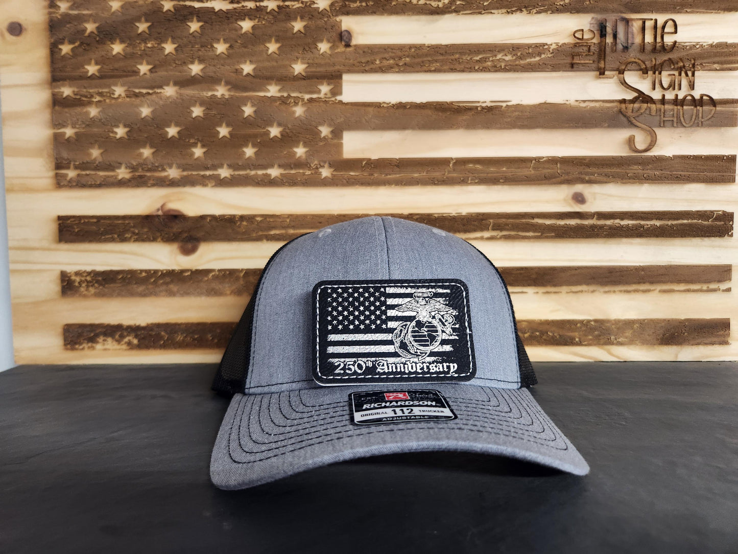 250th Anniversary Marines Trucker Hat w/ Black Leather Patch